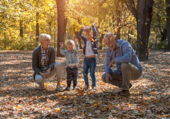 Family enjoying autumn in nature. Retirement Planning - Family values.